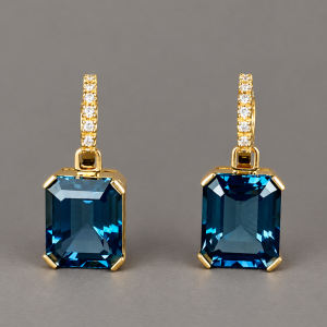 Pendientes de oro con zafiros azules