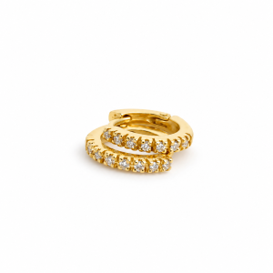 Pendientes de aro dorados con pavé de brillantes